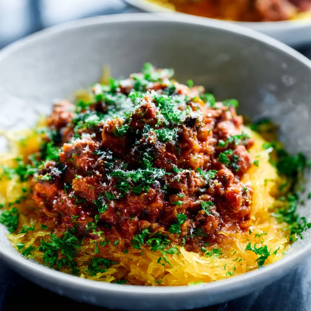 SPAGHETTI SQUASH BOLOGNESE GLUTEN FREE COMFORT