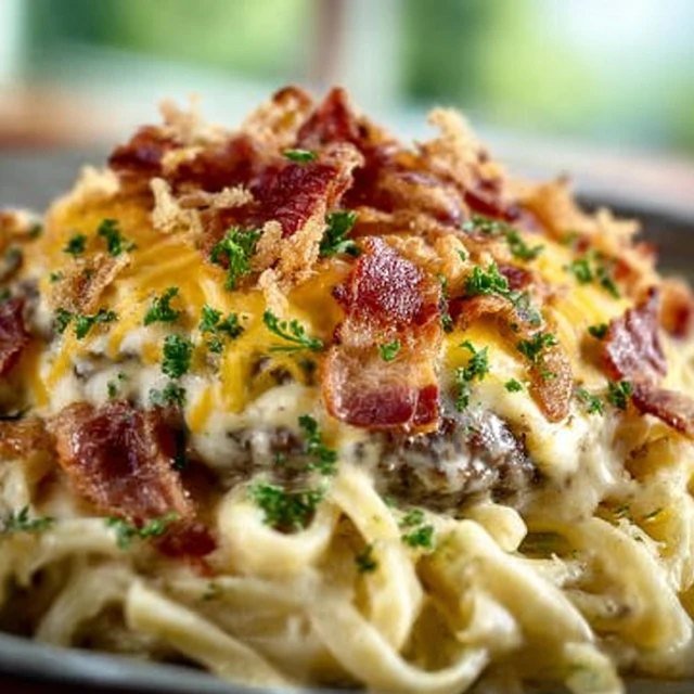 Cheesy Bacon Cheeseburger Alfredo Recipe