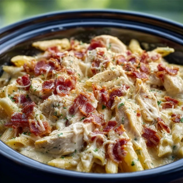Cheddar Bacon Ranch Chicken Alfredo Pasta Recipe