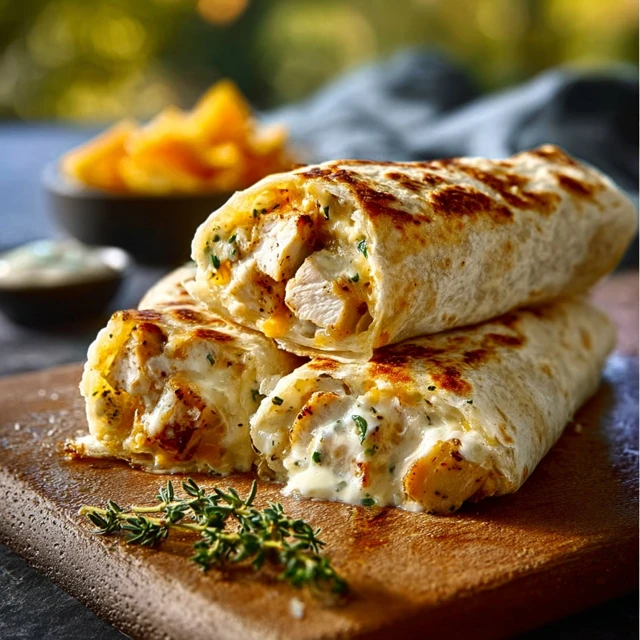 Cheesy Garlic Chicken Wraps Recipe