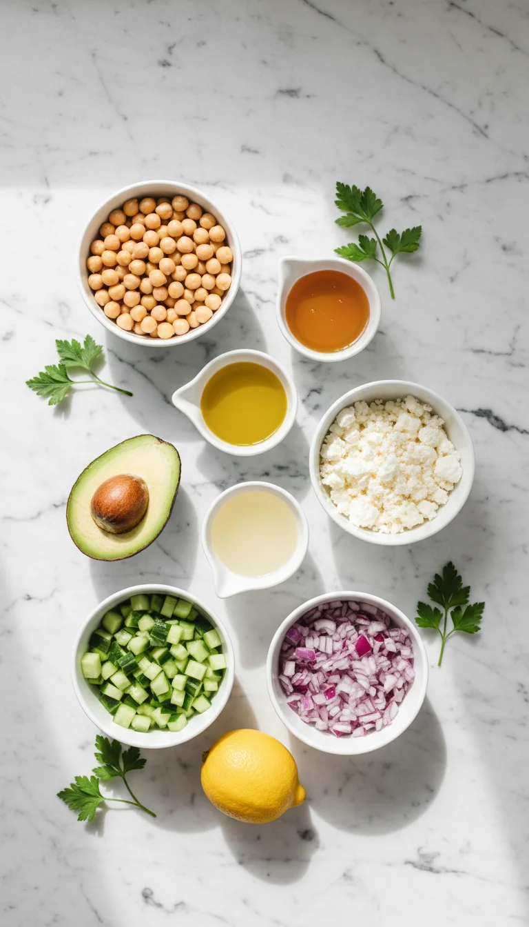 Chickpea Feta Avocado Salad Ingredients
