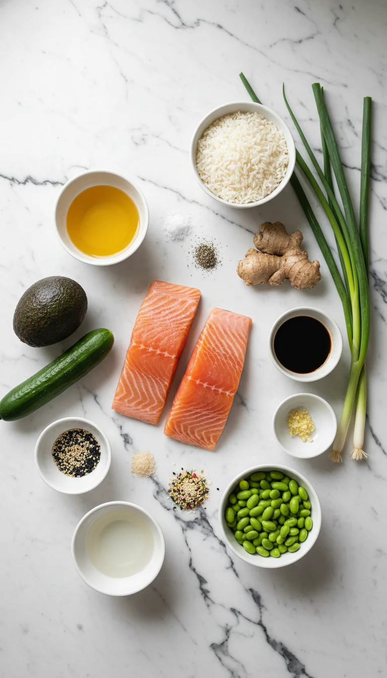 Crispy Salmon Rice Bowl Ingredients