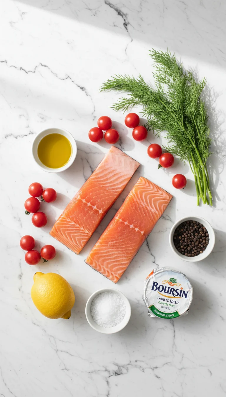 Creamy Baked Boursin Salmon Ingredients
