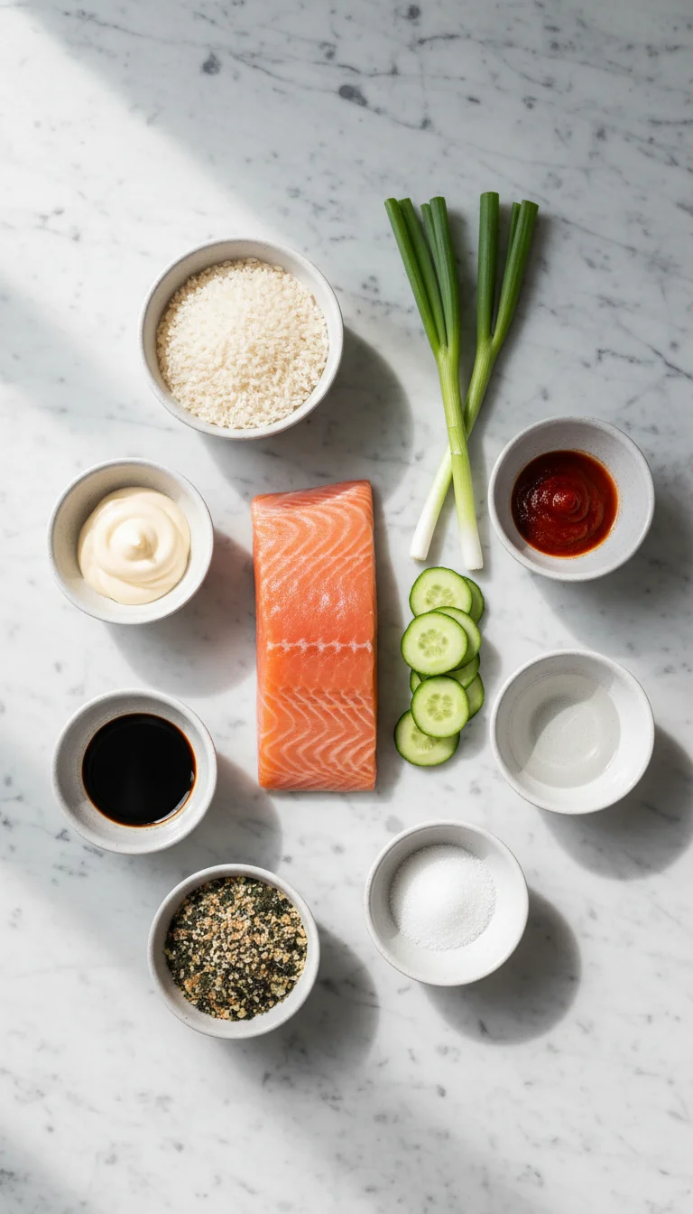 Deconstructed Salmon Sushi Bake Ingredients