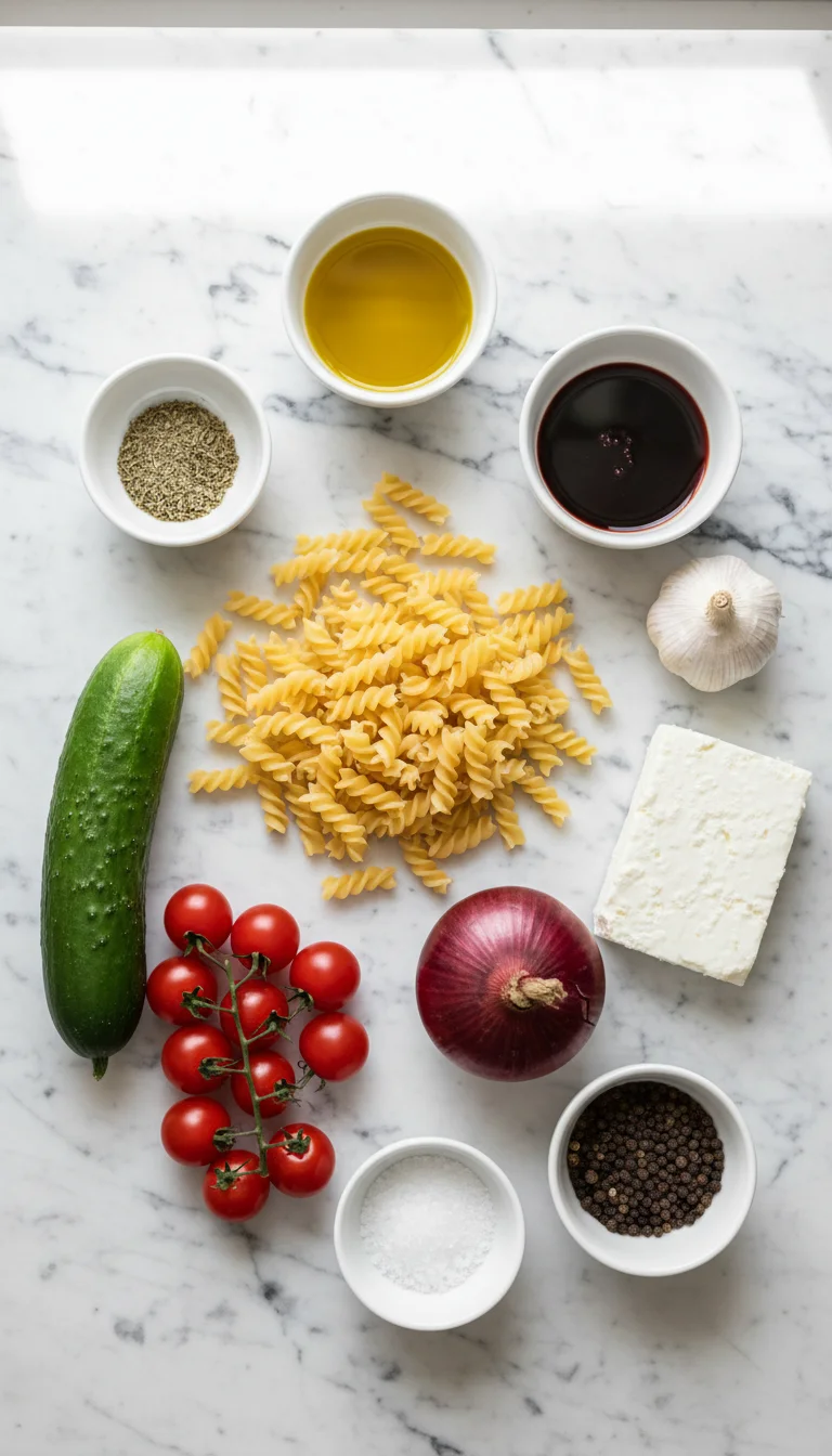 Cucumber Tomato Pasta Salad Ingredients