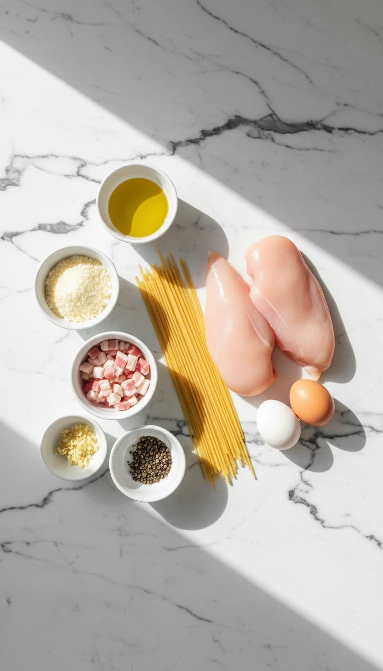 Creamy Carbonara with Chicken and Bacon Ingredients
