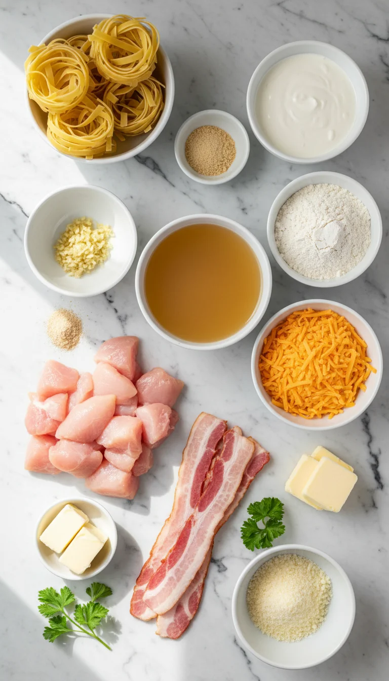Cheddar Bacon Ranch Chicken Alfredo Pasta Ingredients