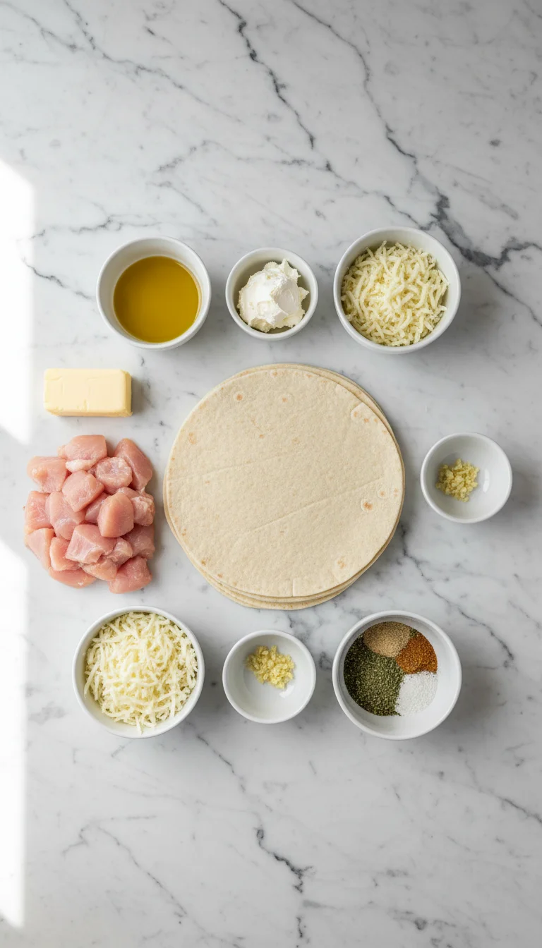 Cheesy Garlic Chicken Wraps Ingredients