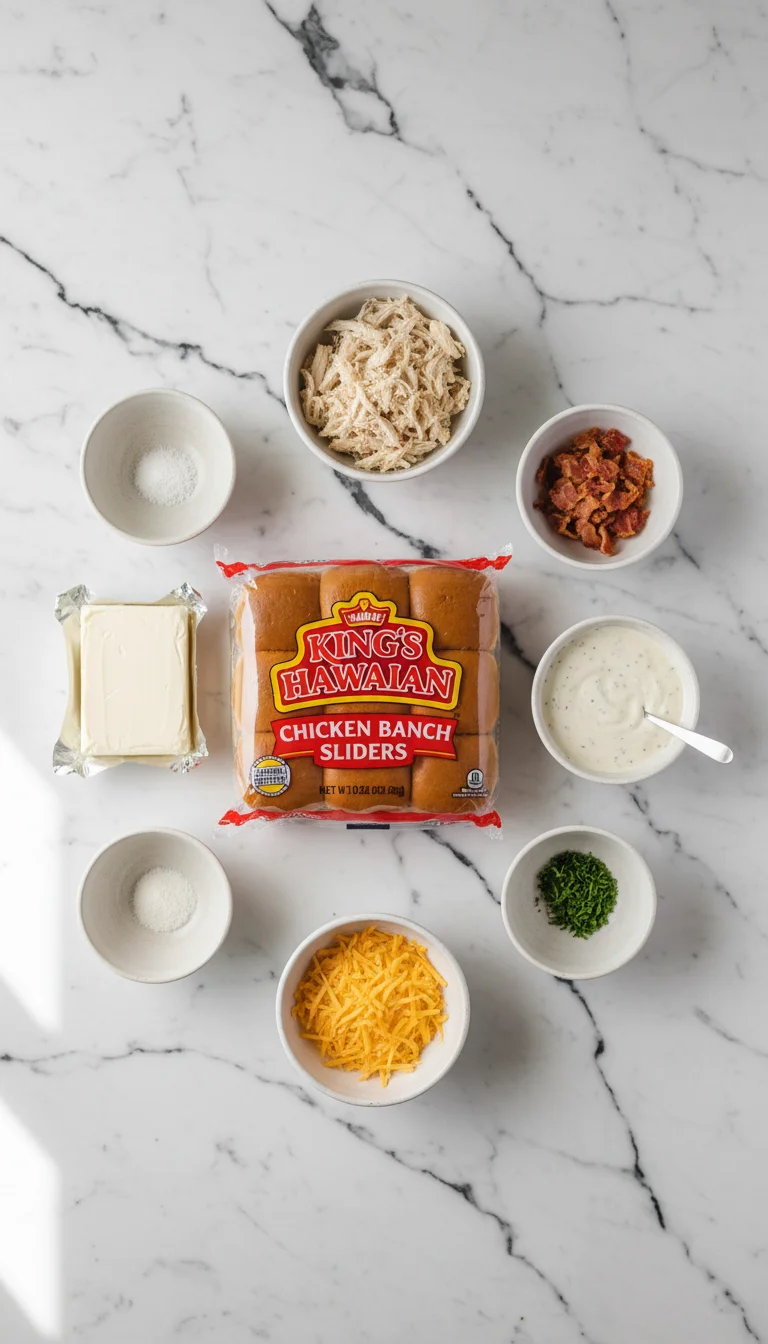 Pull-Apart Chicken Bacon Ranch Sliders Ingredients