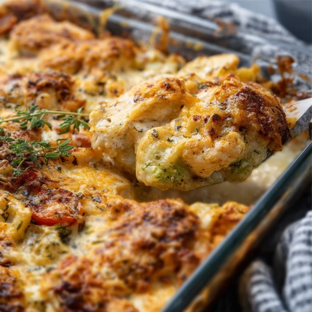 AMAZING BUDGET CHEESY LOW CARB CHICKEN CASSEROLE