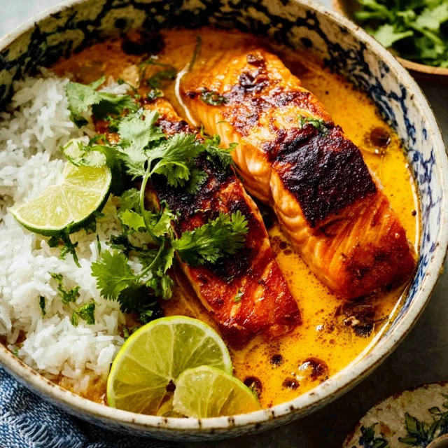 COCONUT CURRY SALMON IN GARLIC BUTTER