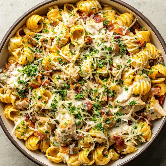 CREAMY CHICKEN BACON RANCH PASTA OVERLOAD