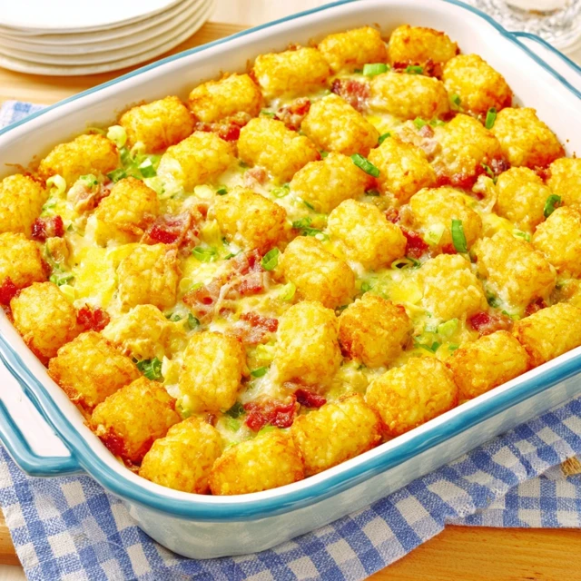 CRISPY CHICKEN BACON RANCH TATER TOT CASSEROLE