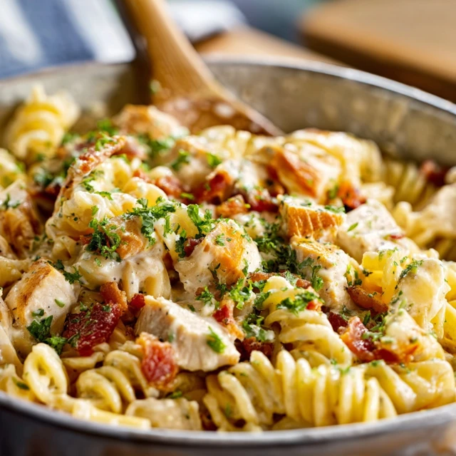 DREAMY HOMEMADE CHICKEN BACON RANCH PASTA