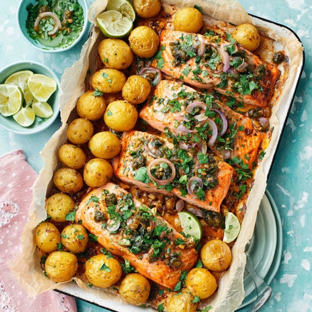 FLAWLESS SHEET PAN BAKED SALMON WITH POTATOES