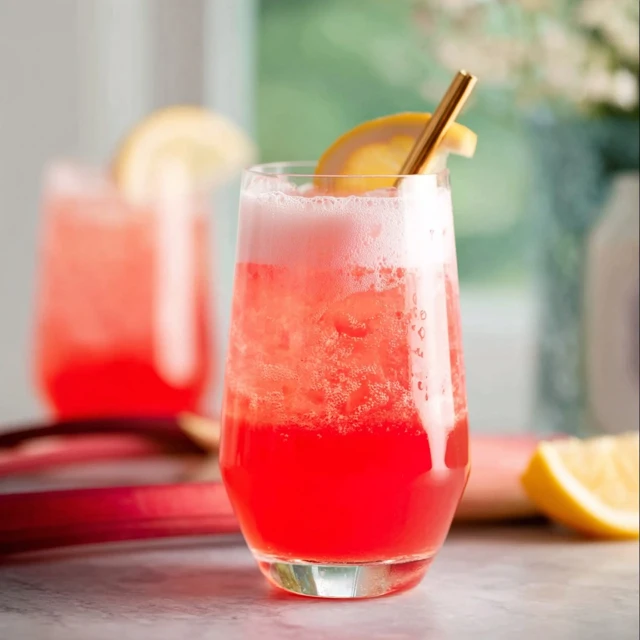 GARDEN PARTY RHUBARB GIN FIZZ COCKTAIL
