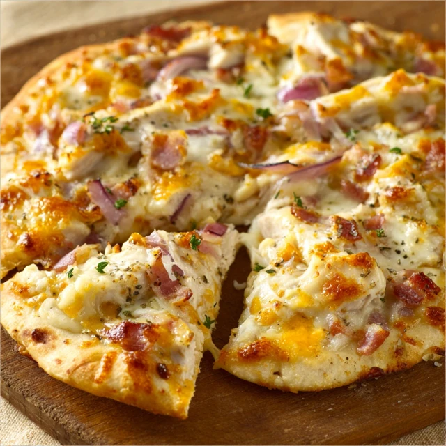 GARLIC RANCH CHICKEN PIZZA HOT BROWN STYLE