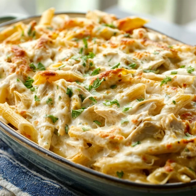 IRRESISTIBLE CHICKEN ALFREDO PASTA BAKE