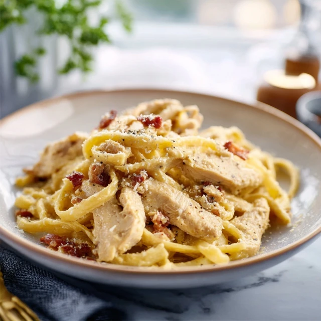 LOADED CARBONARA WITH CHICKEN AND BACON