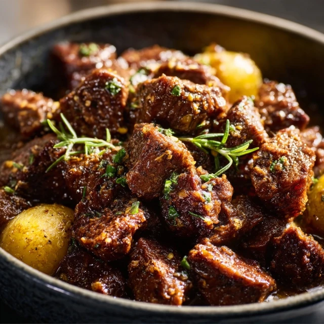 MELTING SLOW COOKER GARLIC BUTTER BEEF BITES