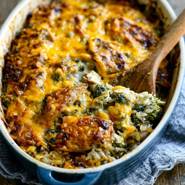 NO FUSS CHICKEN AND BROCCOLI RICE BAKE