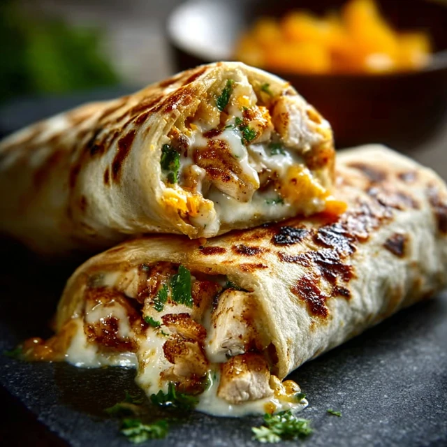 ULTIMATE CHEESY GARLIC CHICKEN WRAPS