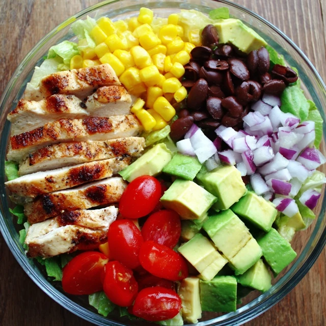 VIBRANT HIGH PROTEIN GRILLED CHICKEN AVOCADO SALAD