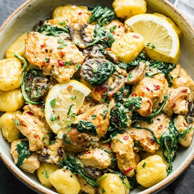 Lemon Chicken Gnocchi with Spinach Recipe