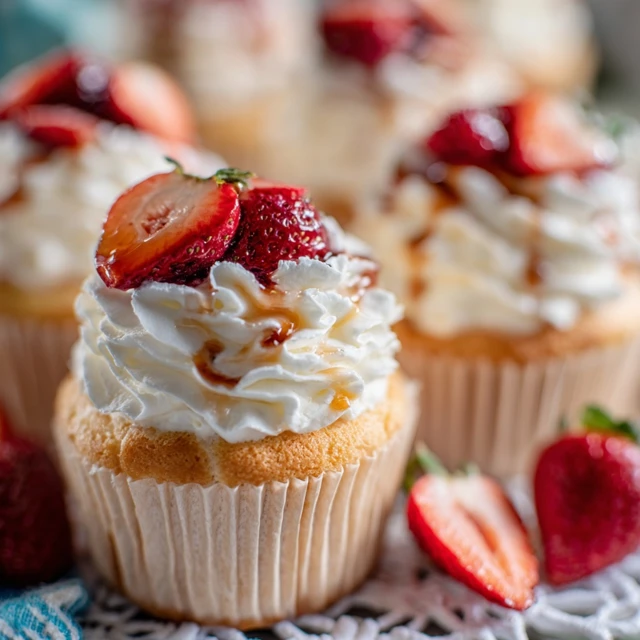 Boozy Bourbon Strawberry Angel Food Cupcakes Recipe