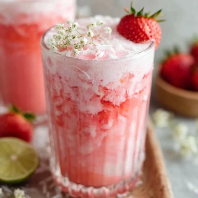 Iced Coconut Strawberry Refresher Recipe