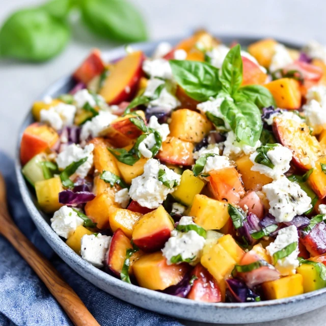 Peach Feta Salad With Basil Recipe