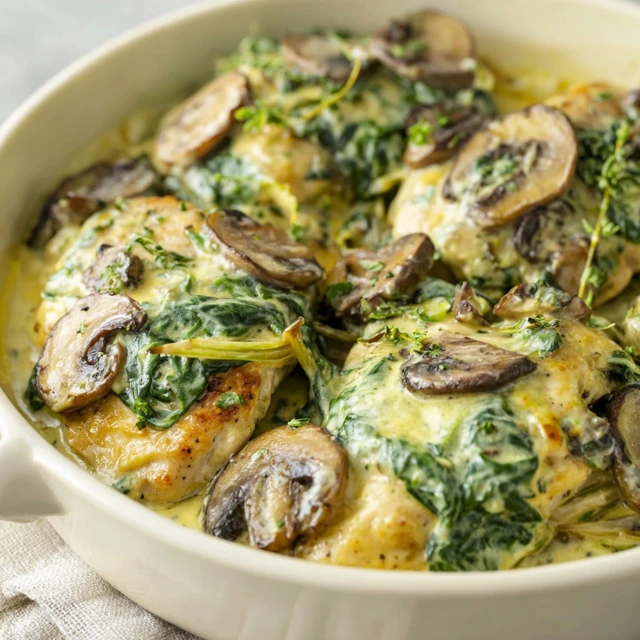 Chicken Spinach Mushroom Bake Recipe