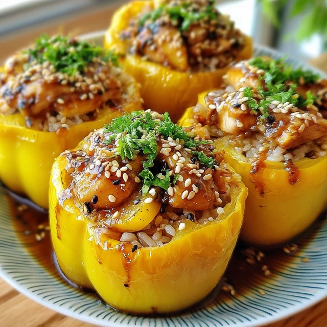 Sticky Teriyaki Pineapple Chicken Stuffed Peppers Recipe