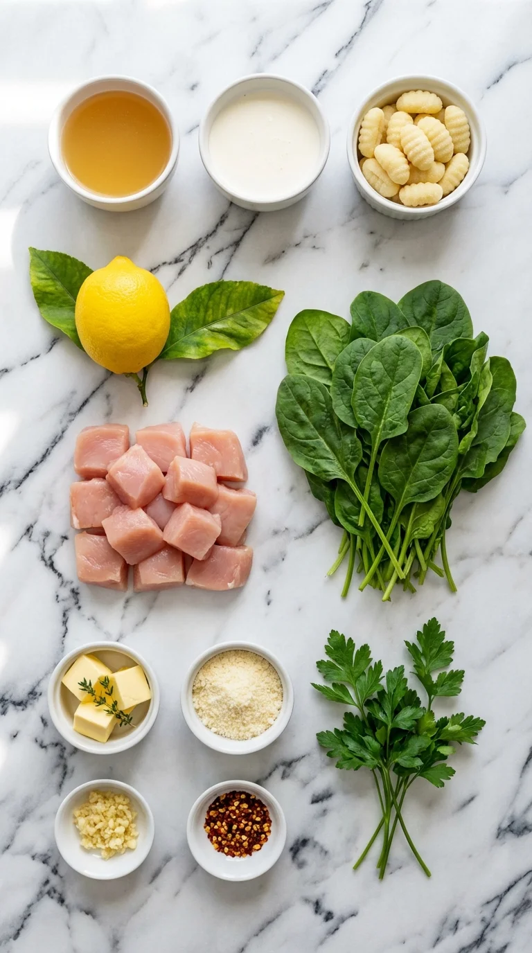 Lemon Chicken Gnocchi with Spinach Ingredients