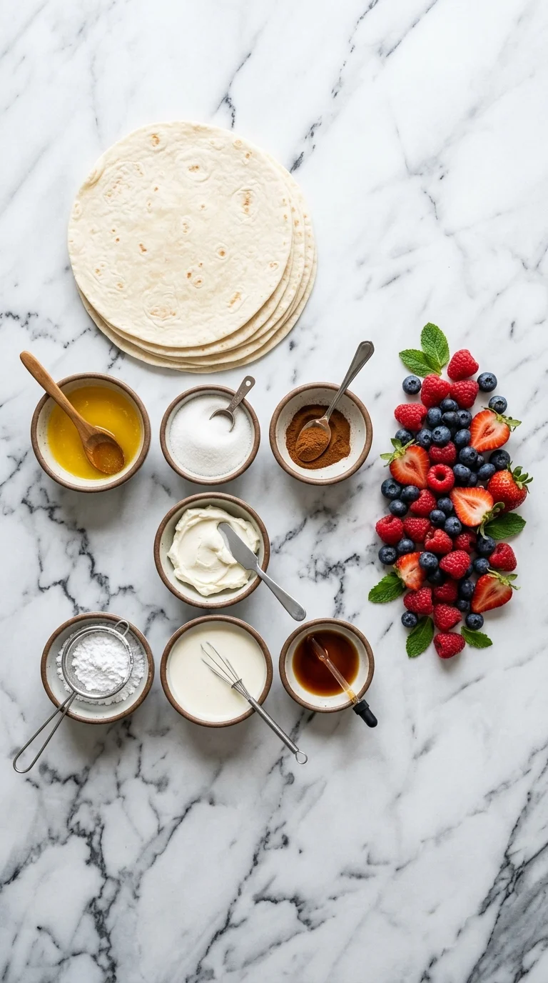 Crispy Berry Cheesecake Tacos Ingredients
