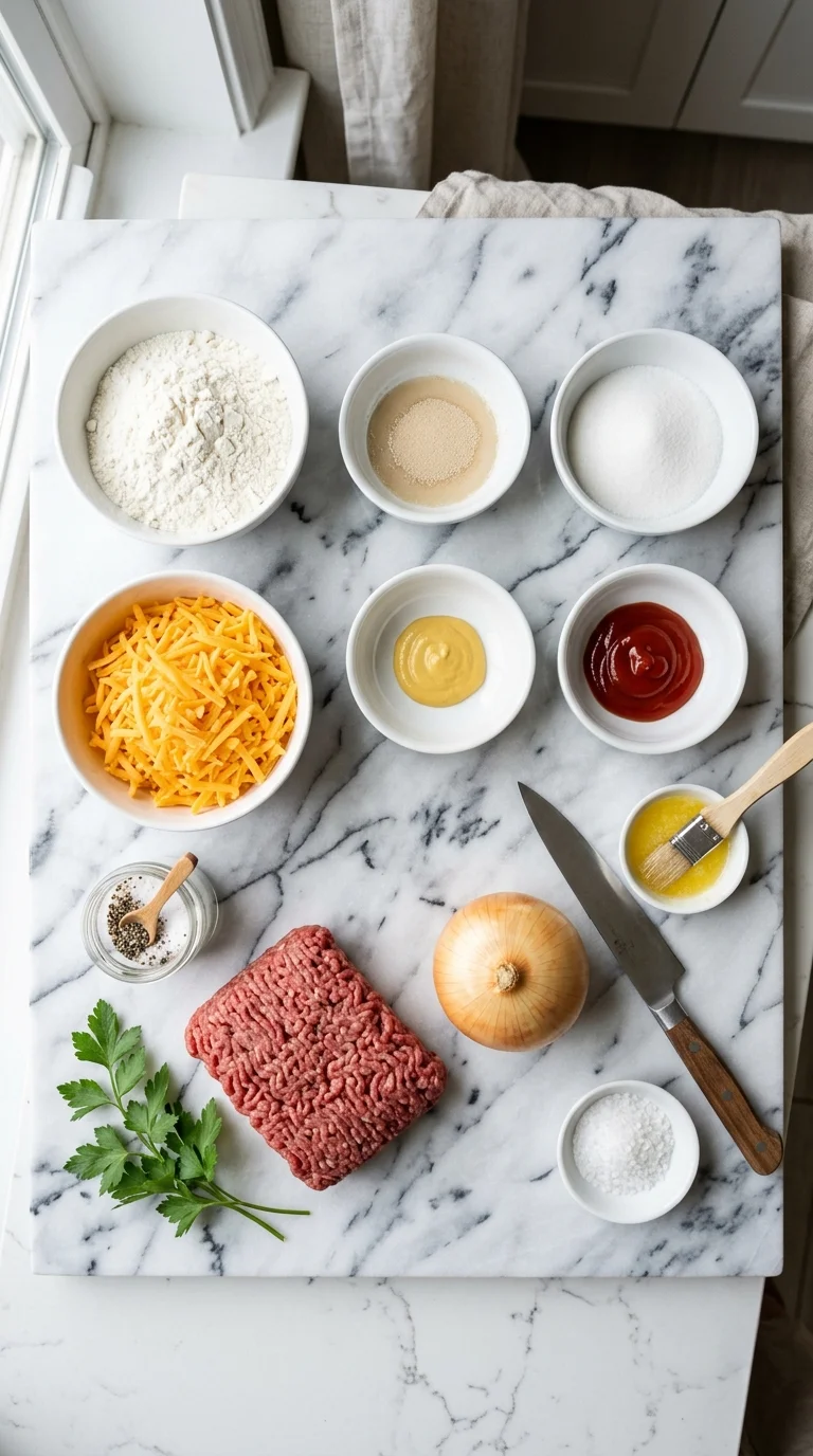 Cheesy Cheeseburger Pretzel Bombs Ingredients