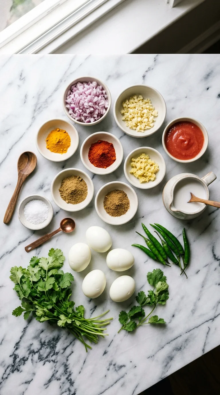 Spicy Egg Curry with Tomatoes Ingredients