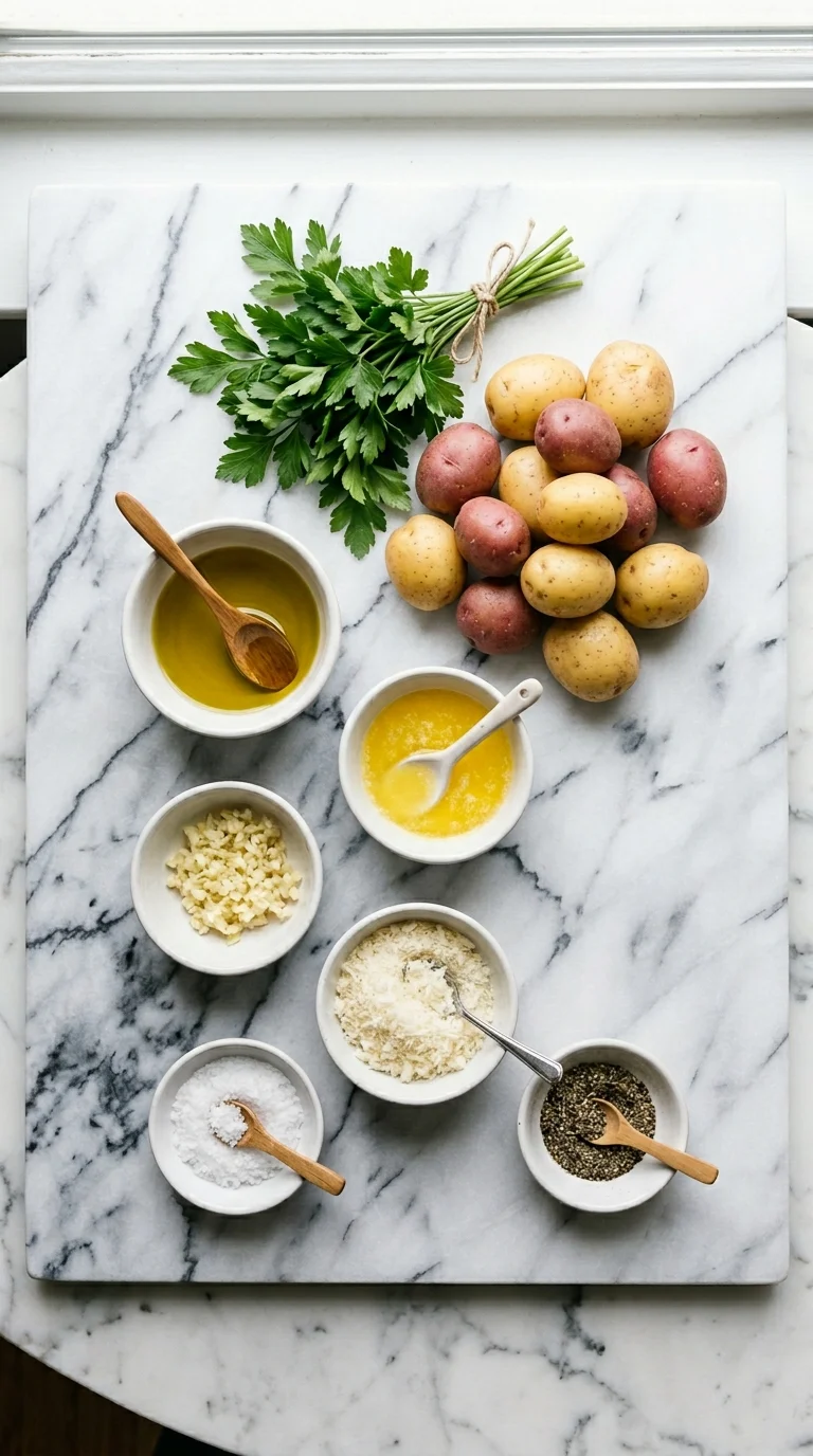 Crispy Garlic Parmesan Smashed Potatoes Ingredients