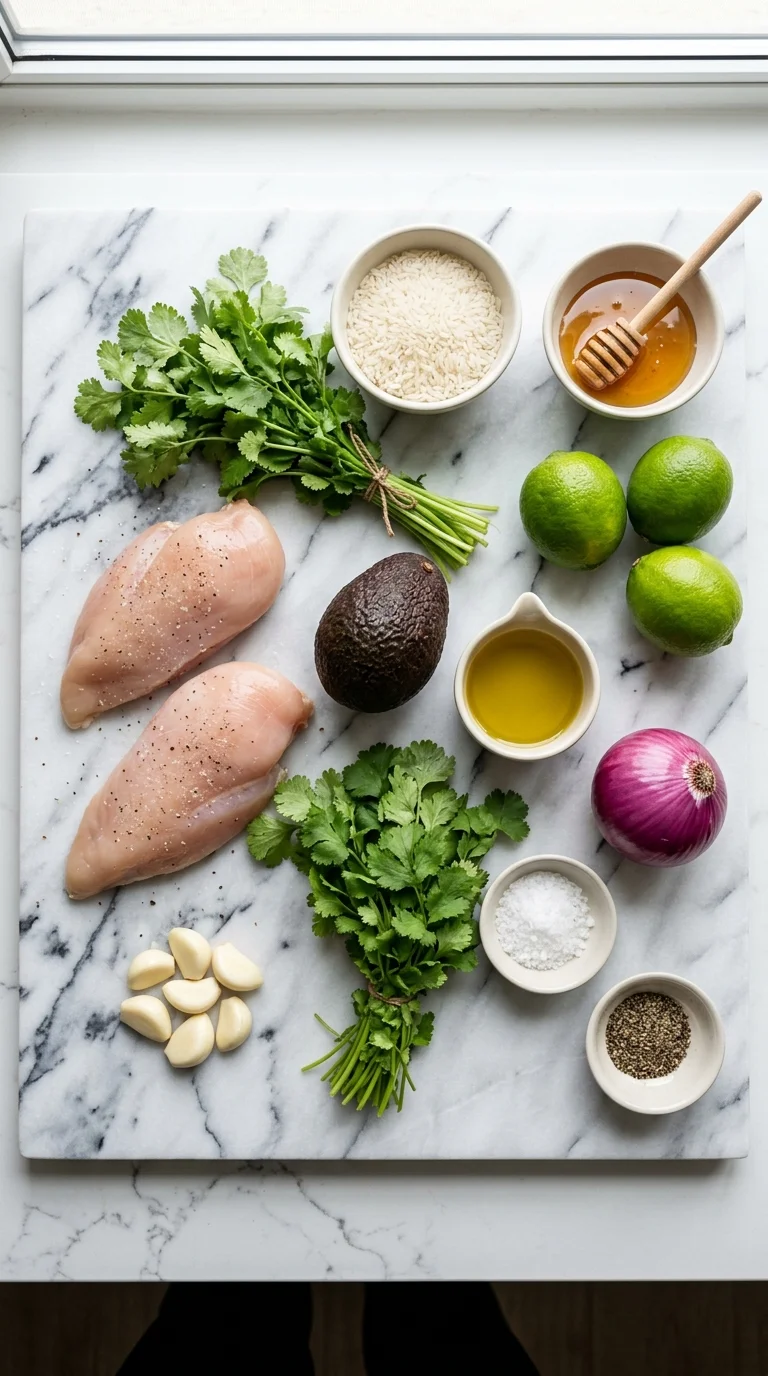 Honey Lime Chicken & Avocado Rice Stack Ingredients