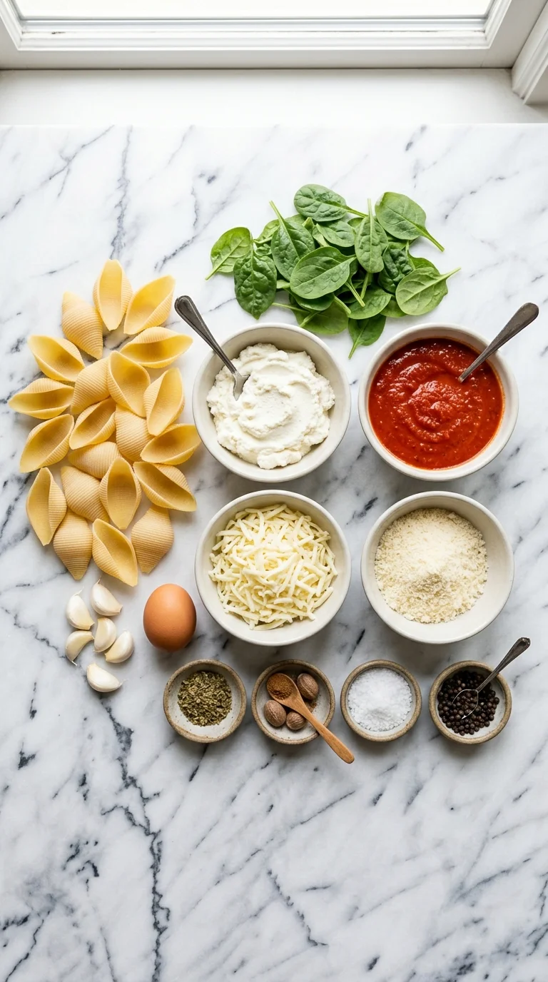 Spinach and Ricotta Stuffed Shells Ingredients