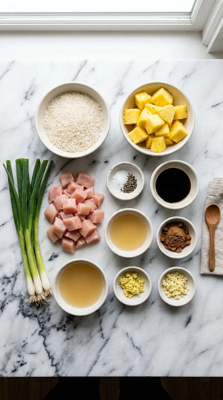 Pineapple Chicken and Rice Ingredients