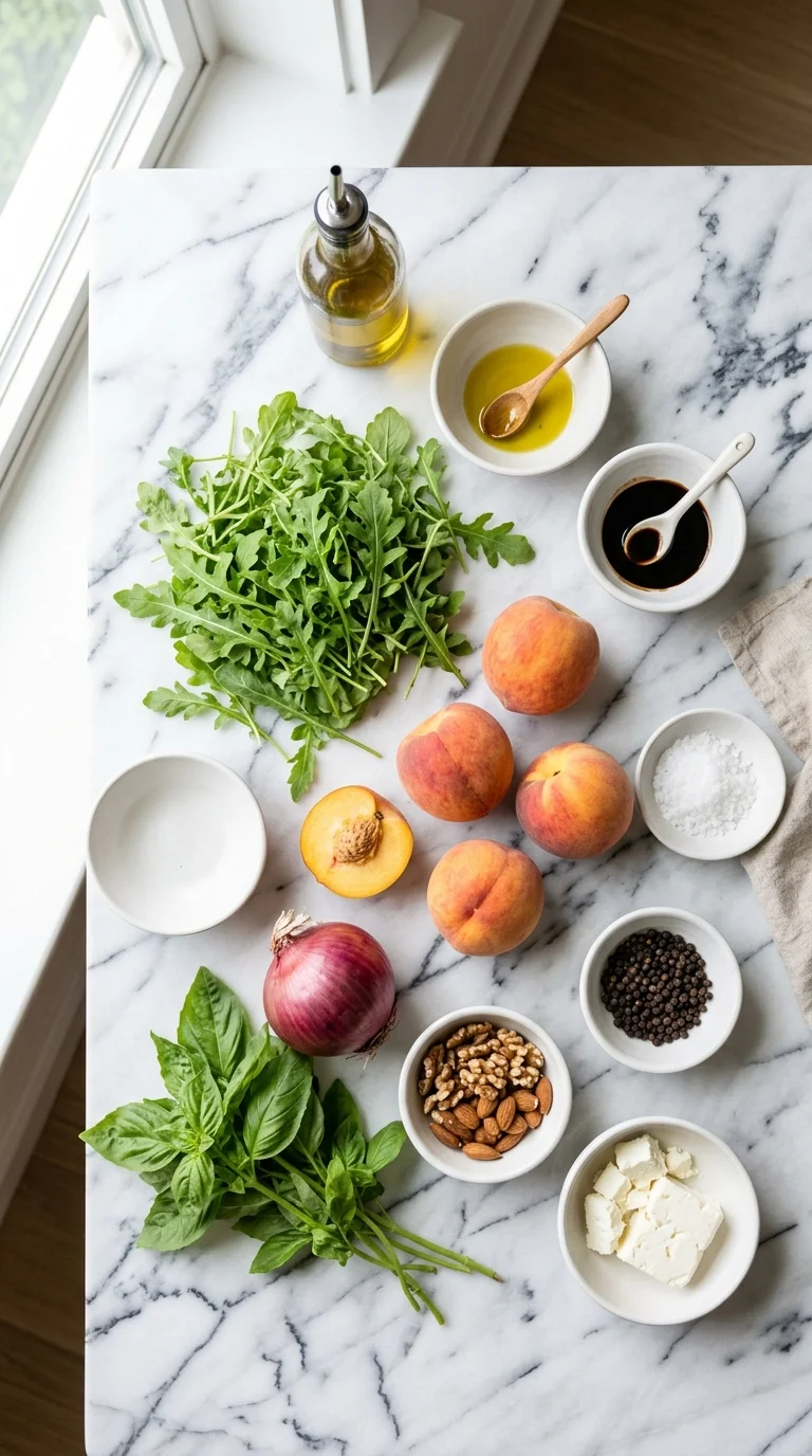 Peach Feta Salad With Basil Ingredients