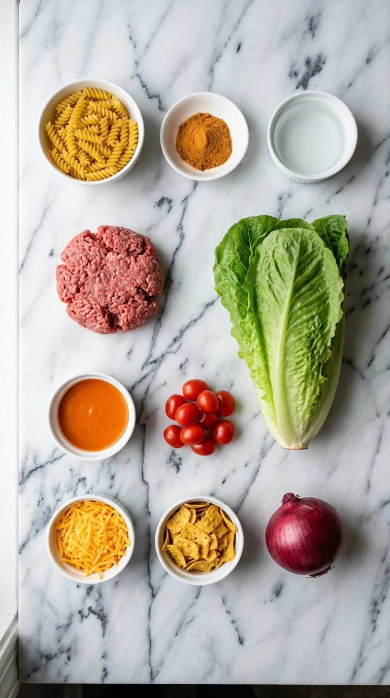 Cold Taco Pasta Salad with Catalina Dressing Ingredients