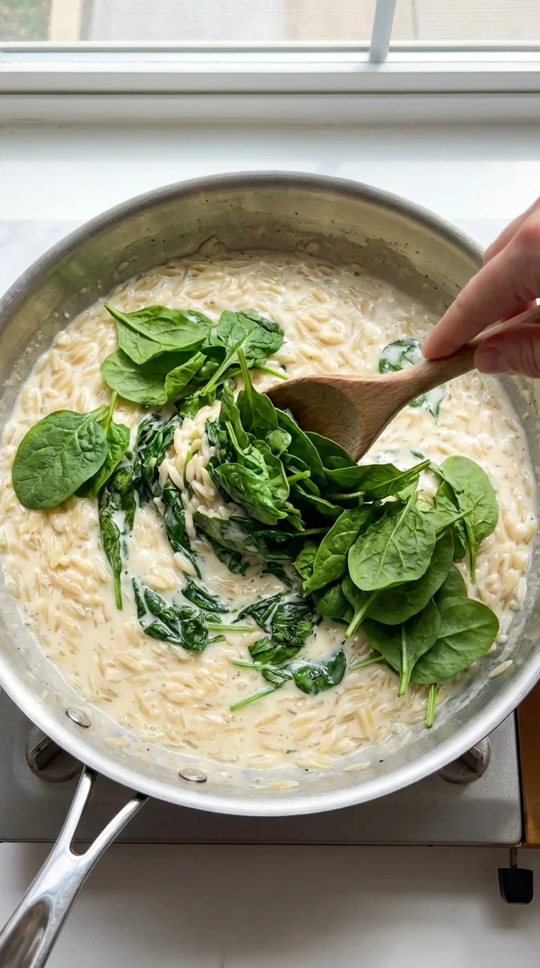 How to Make Creamy Garlic Butter Orzo with Spinach