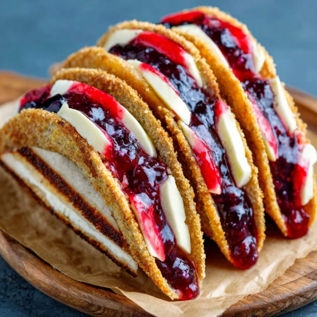 CRISPY BERRYLICIOUS CHEESECAKE TACOS PARTY STARTER DESSERT