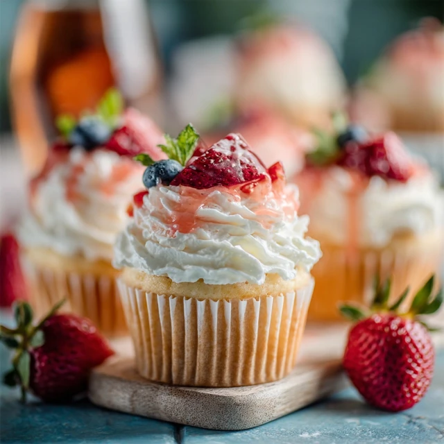 DIVINE BOOZY BOURBON STRAWBERRY ANGEL FOOD CUPCAKES