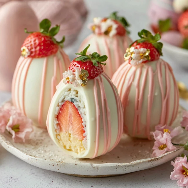 NO BAKE STRAWBERRY SHORTCAKE EASTER EGG BOMBS