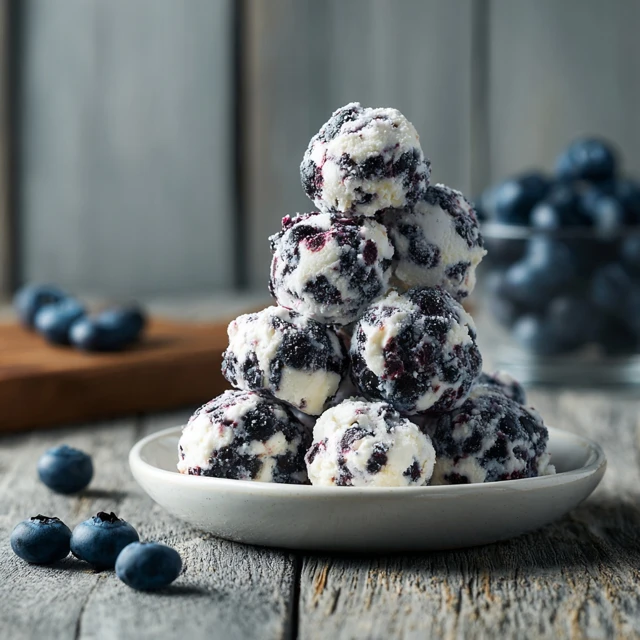 SIMPLE CREAMY FROZEN BLUEBERRY GREEK YOGURT BITES