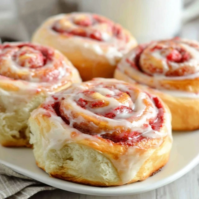 SINFUL STRAWBERRY CHEESECAKE CINNABON ROLLS