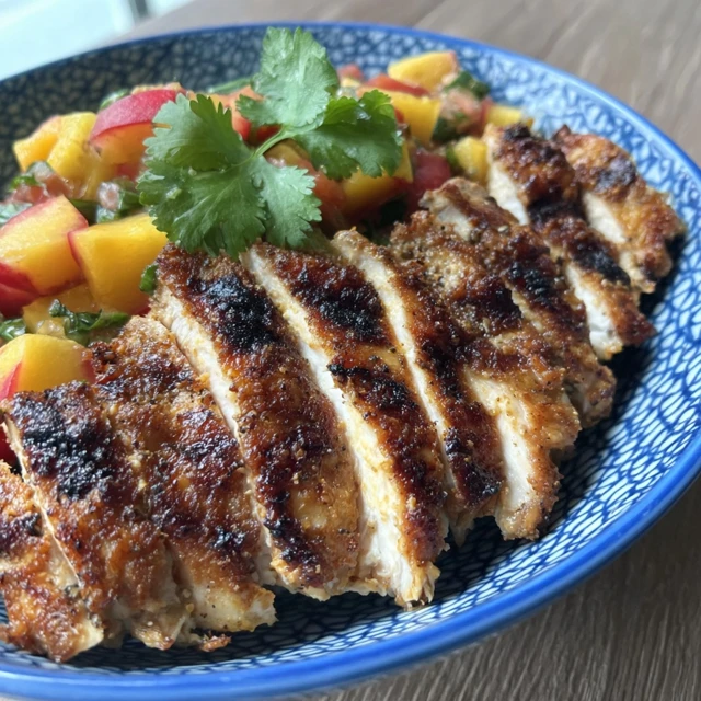 SUN KISSED GRILLED CHICKEN WITH PEACH SALSA